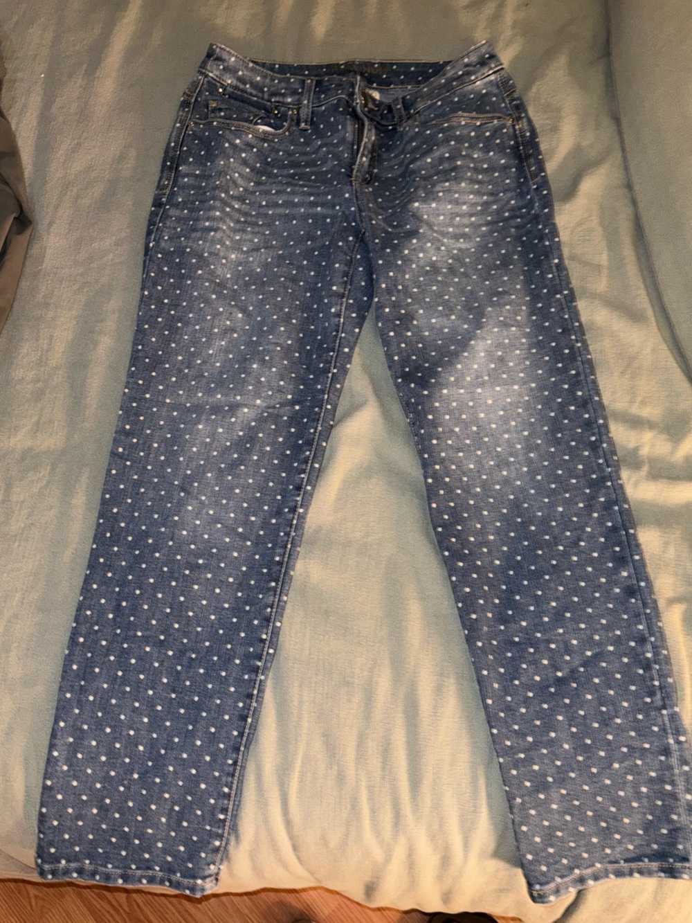 Chico’s Women’s Straight Leg Polka Dot Jeans
